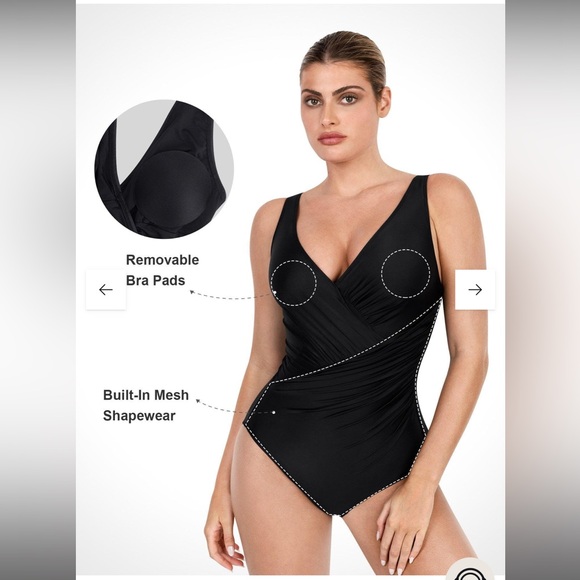 POPILUSH The Shapewear Slimming Tummy control Swimsuit Deep-V Neck One-Piece NWT - Picture 3 of 10